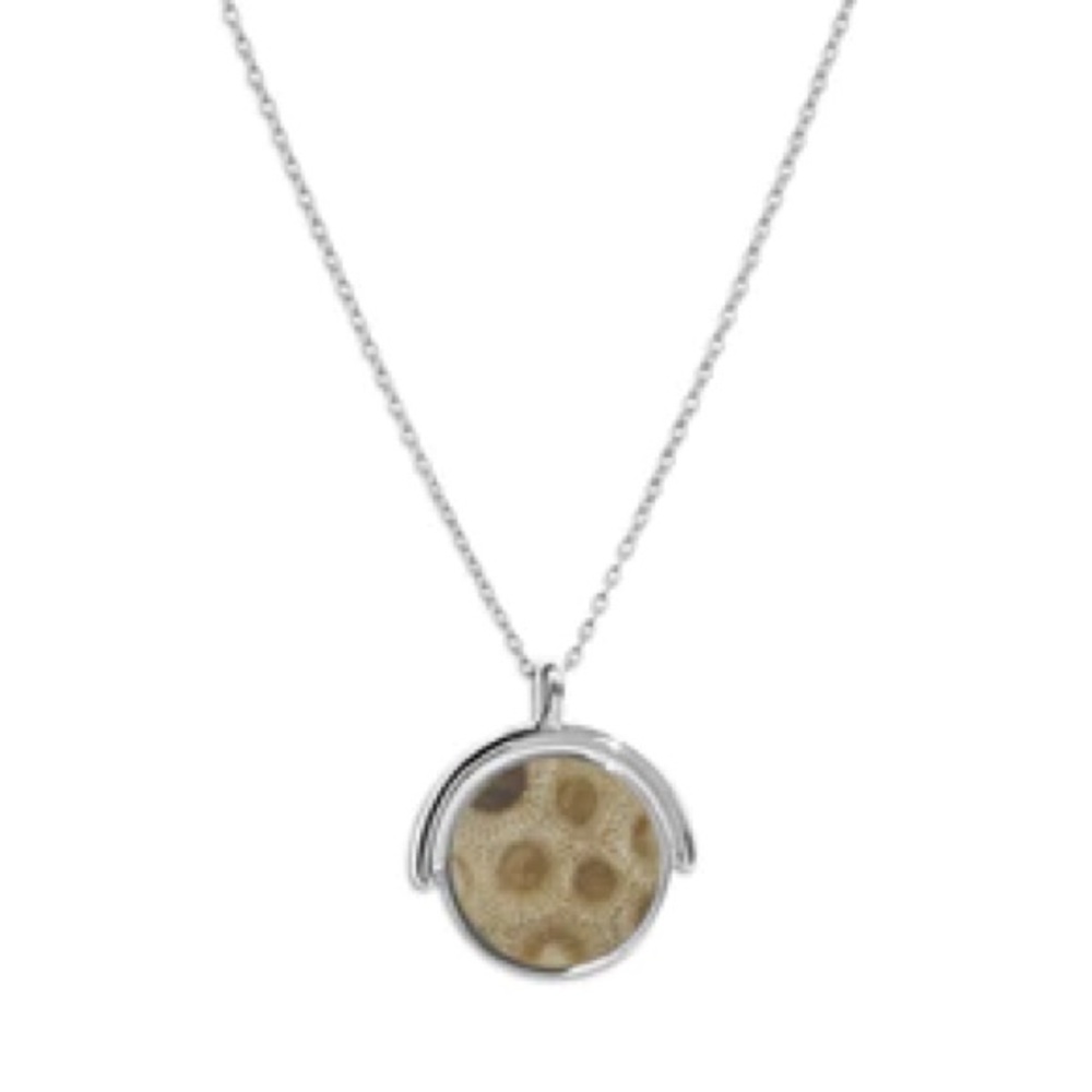 SHINOLA INLAY ROTATING PENDANT w PETOSKEY STONE